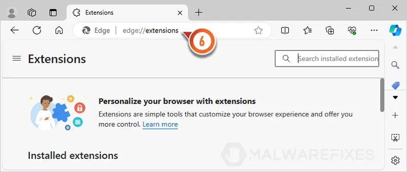 Capture d'écran de la barre d'adresse de MS Edge