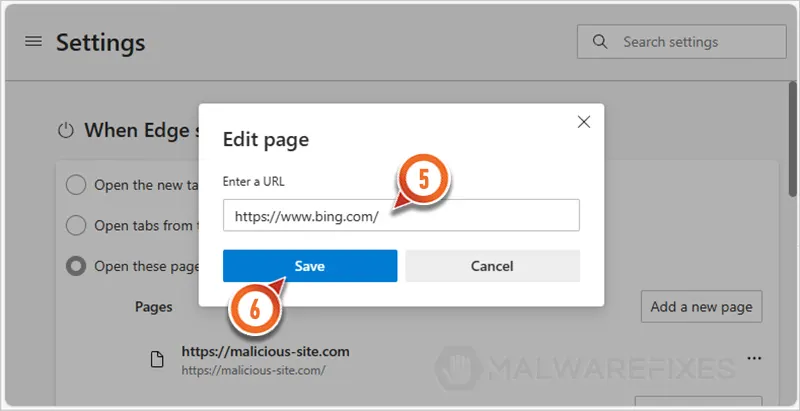 Capture d'écran de l'URL d'accueil
